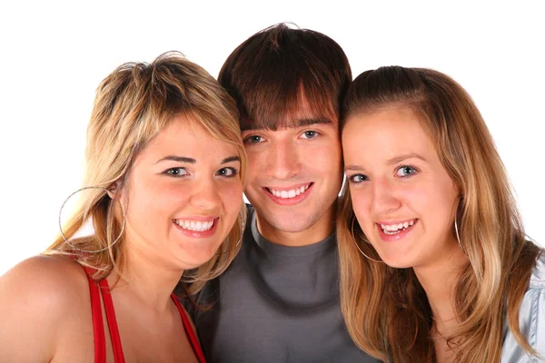 Trzech przyjaciół teengers biały — Zdjęcie stockowe