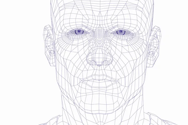 Wire frame cyber man face — Stock Photo, Image