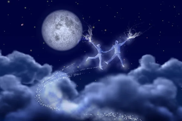 Paar dansen in het maanlicht — Stockfoto