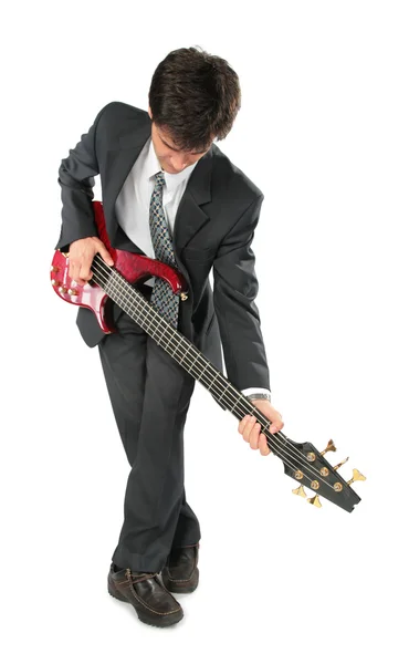 Гитарист в костюме — стоковое фото