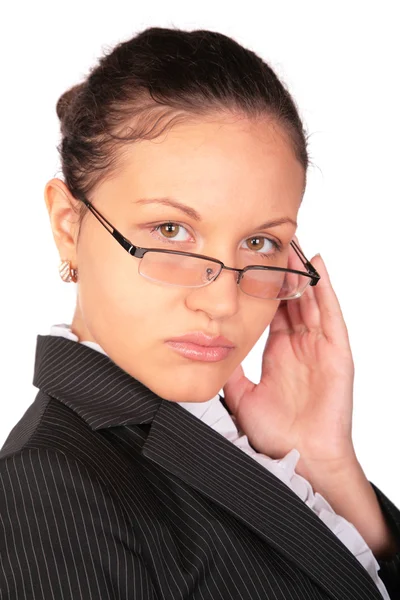 Schöne braunhaarige Frau mit Brille — Stockfoto