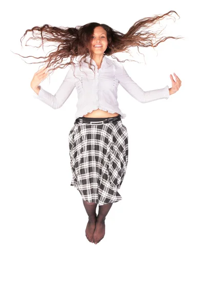 Jumping young beautiful woman — Stock Photo, Image