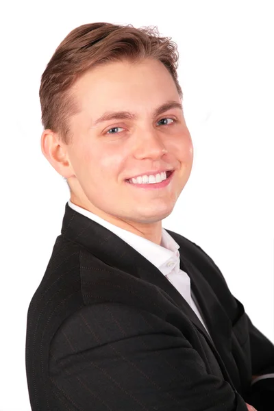 Jonge man in pak gezicht close-up — Stockfoto