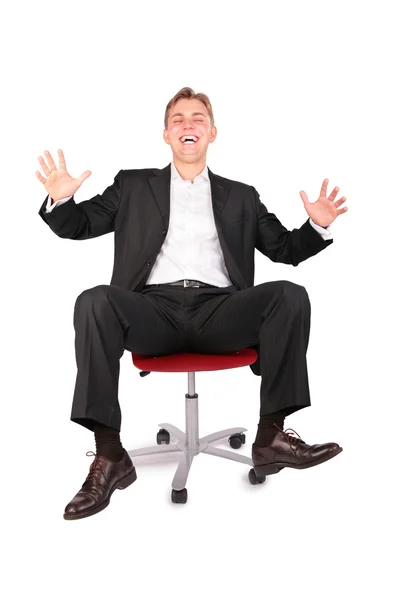 Ofis koltuğu gencin gülüyor — Stok fotoğraf