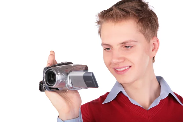 Jongen met HDV-camera — Stockfoto