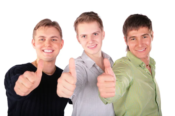 Three friends gives gesture — Stock Photo, Image