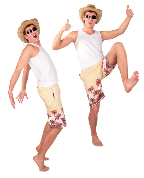 Jovem em chapéu e óculos de sol poses — Fotografia de Stock