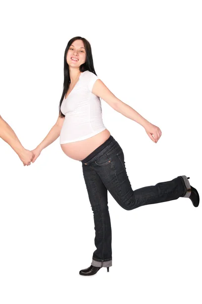 Těhotná dívka se draged — Stock fotografie