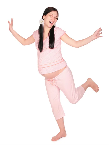 Танцующая беременная девушка — стоковое фото