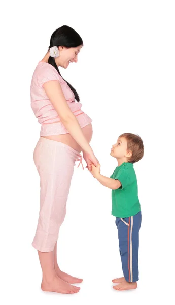 Έγκυος κοπέλα με παιδί πρόσωπο με πρόσωπο — Φωτογραφία Αρχείου