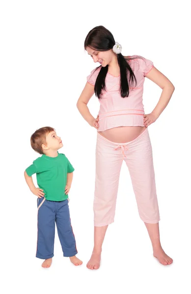 Schwangere mit Kindertraining — Stockfoto