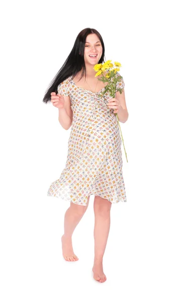 Zwangere meisje met bloem — Stockfoto