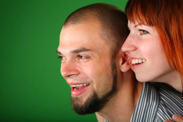Barba roja pareja sonrisa caras —  Fotos de Stock