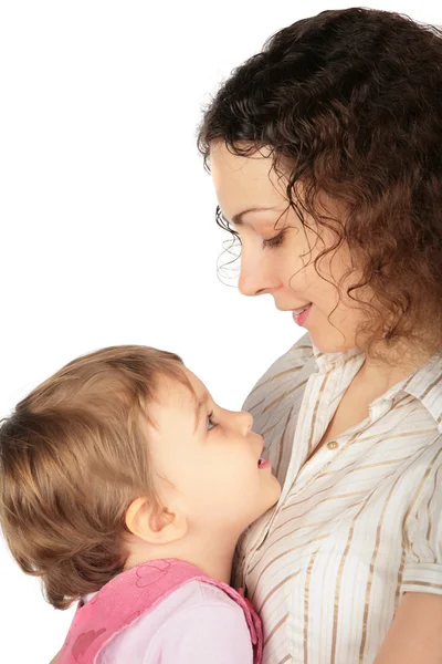 Girl and mother looked at each other — Stock Photo, Image