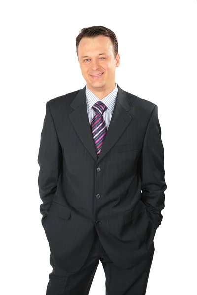 Mosolyogva üzletember, fekete öltöny — Stock Fotó
