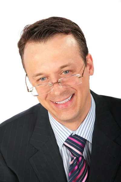Uomo d'affari sorridente in occhiali — Foto Stock
