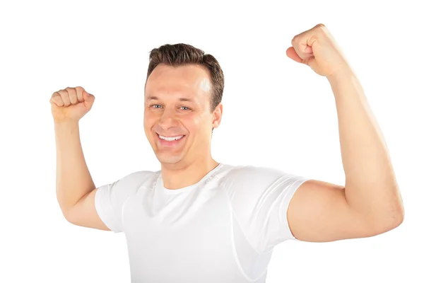 Man shows musculature — Stock Photo, Image