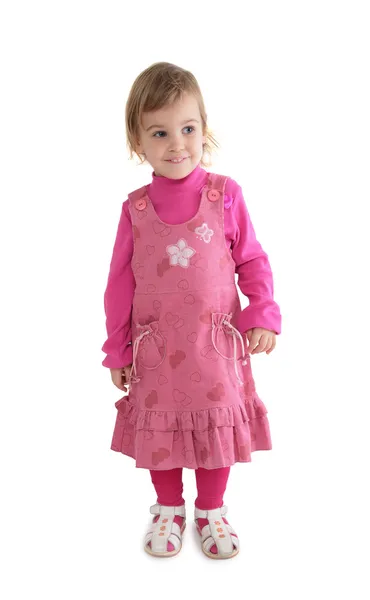 Holčička v růžových šatech — Stock fotografie