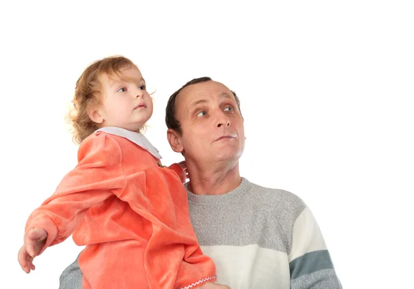 Vater mit Tochter sucht — Stockfoto