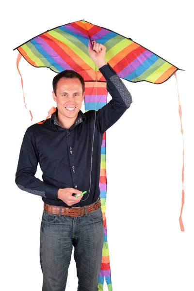 Smiling man with kite — Stock Photo, Image