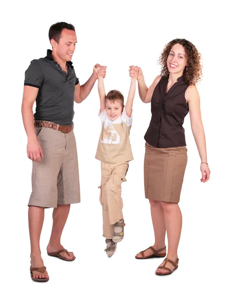 Father with mother have lifted the son for hands — Stock Photo, Image