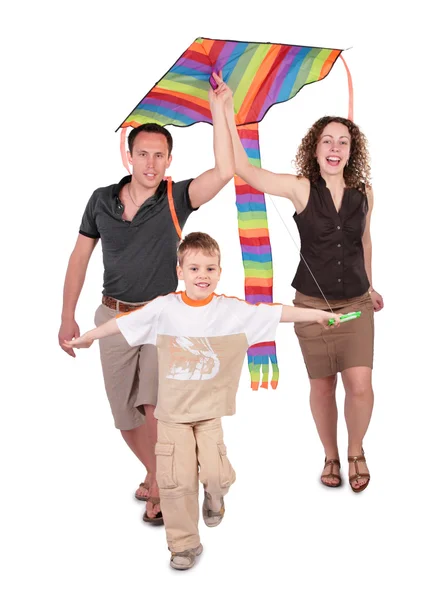 父母和儿子开始风筝 — 图库照片