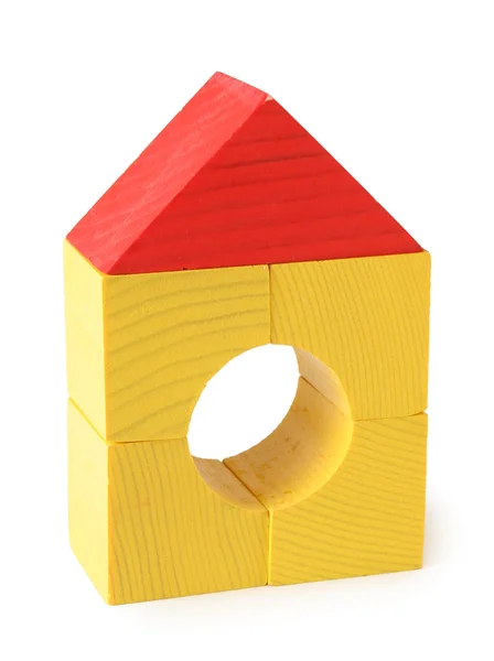 Toy house from wooden cubes — Stock Photo, Image