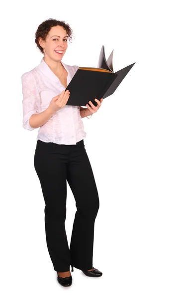 Young woman with black folder — Stock Photo, Image