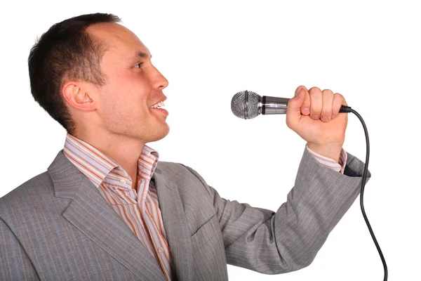 Человек с микрофоном — стоковое фото