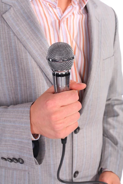 Homem com microfone — Fotografia de Stock