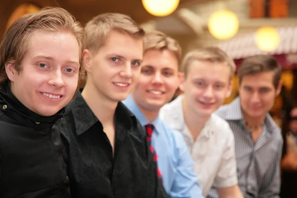 Five young men indoor — Stock Photo, Image