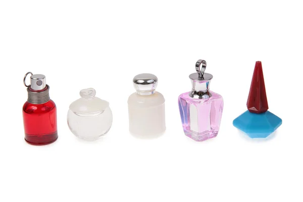 Five flasks with perfume — Stock Photo, Image