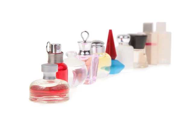 stock image Row of flasks with perfume