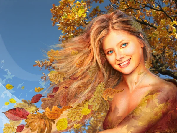 Podzimní žena — Stock fotografie