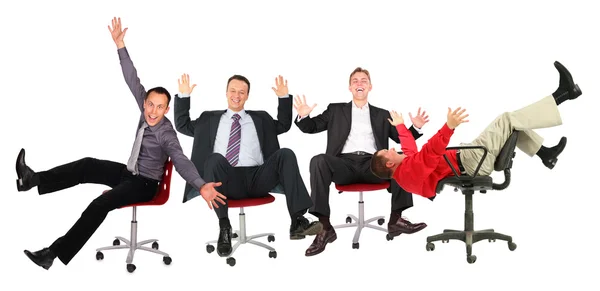Happy business on chairs collage — Stock Photo, Image