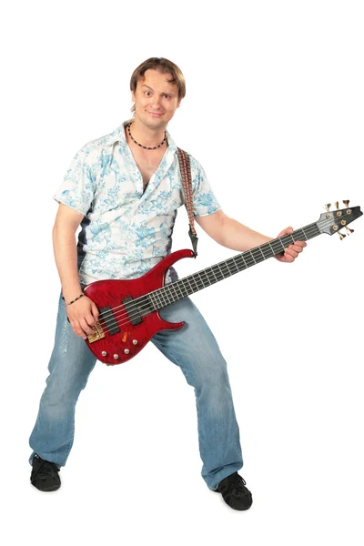 Mladý muž s tancem kytara — Stock fotografie