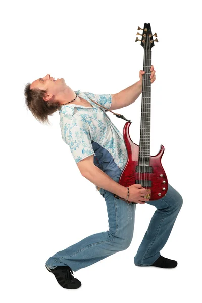 Mladý muž s tancem kytara — Stock fotografie