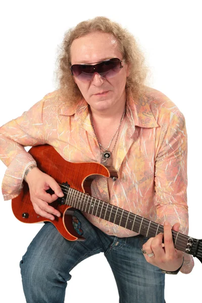 Dojrzały człowiek z gitara — Zdjęcie stockowe