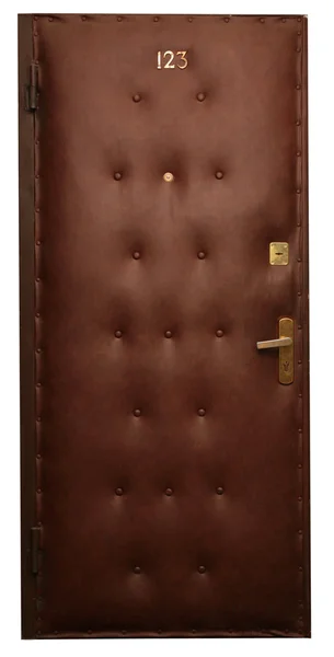 Drzwi w brązowej sztucznej skórze — Zdjęcie stockowe