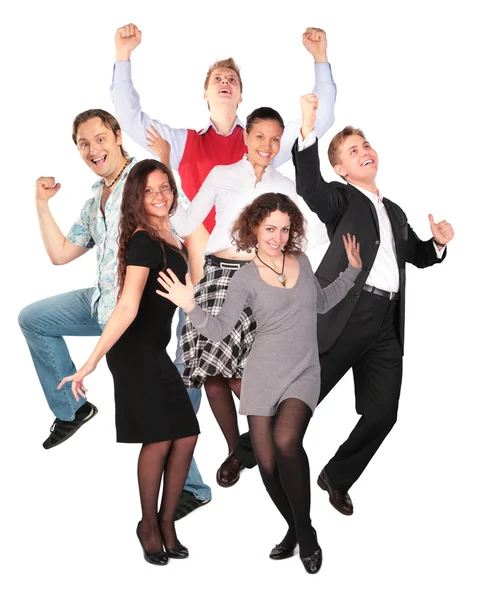 Happy smiling jumping group collage — Stock Photo, Image