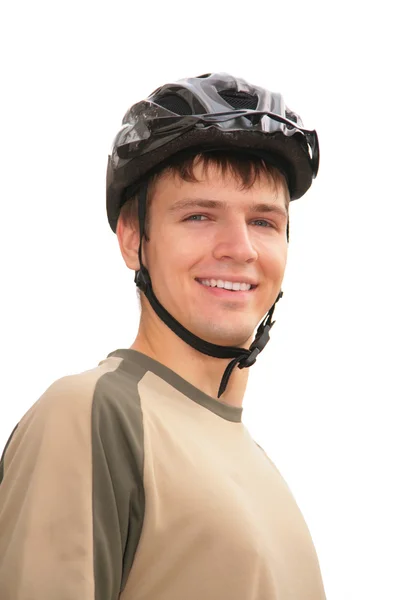 Menino em capacete esportivo — Fotografia de Stock