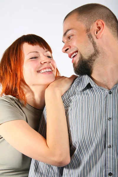 Young man and red hair woman — Stock Photo, Image