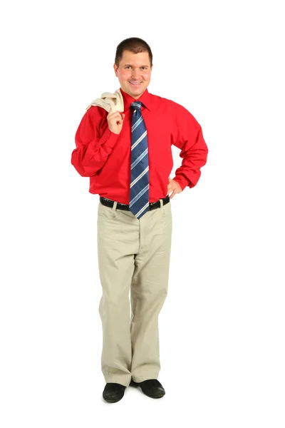 Podnikatel v červené košili — Stock fotografie