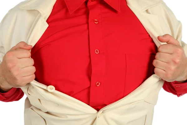腹部の赤いシャツを着た — ストック写真