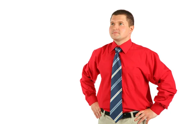 Zakenman in een rode shirt — Stockfoto