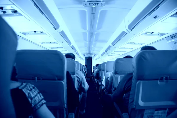 In het vliegtuig — Stockfoto