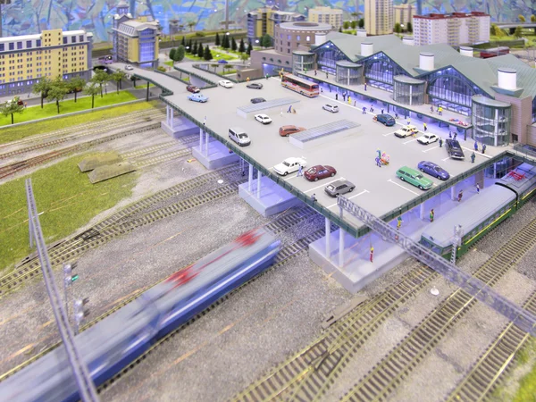Modelo da estação ferroviária — Fotografia de Stock
