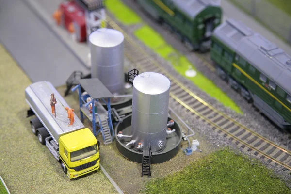 Coche, tanque, ferrocarril, miniatura — Foto de Stock