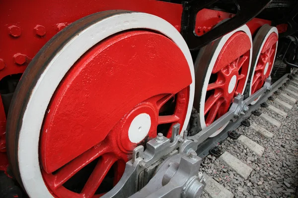 Locomotive wheels close up — Stock Photo, Image