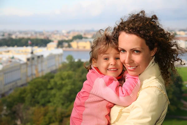 Mother with child against St.Petersburg — Stock Photo, Image